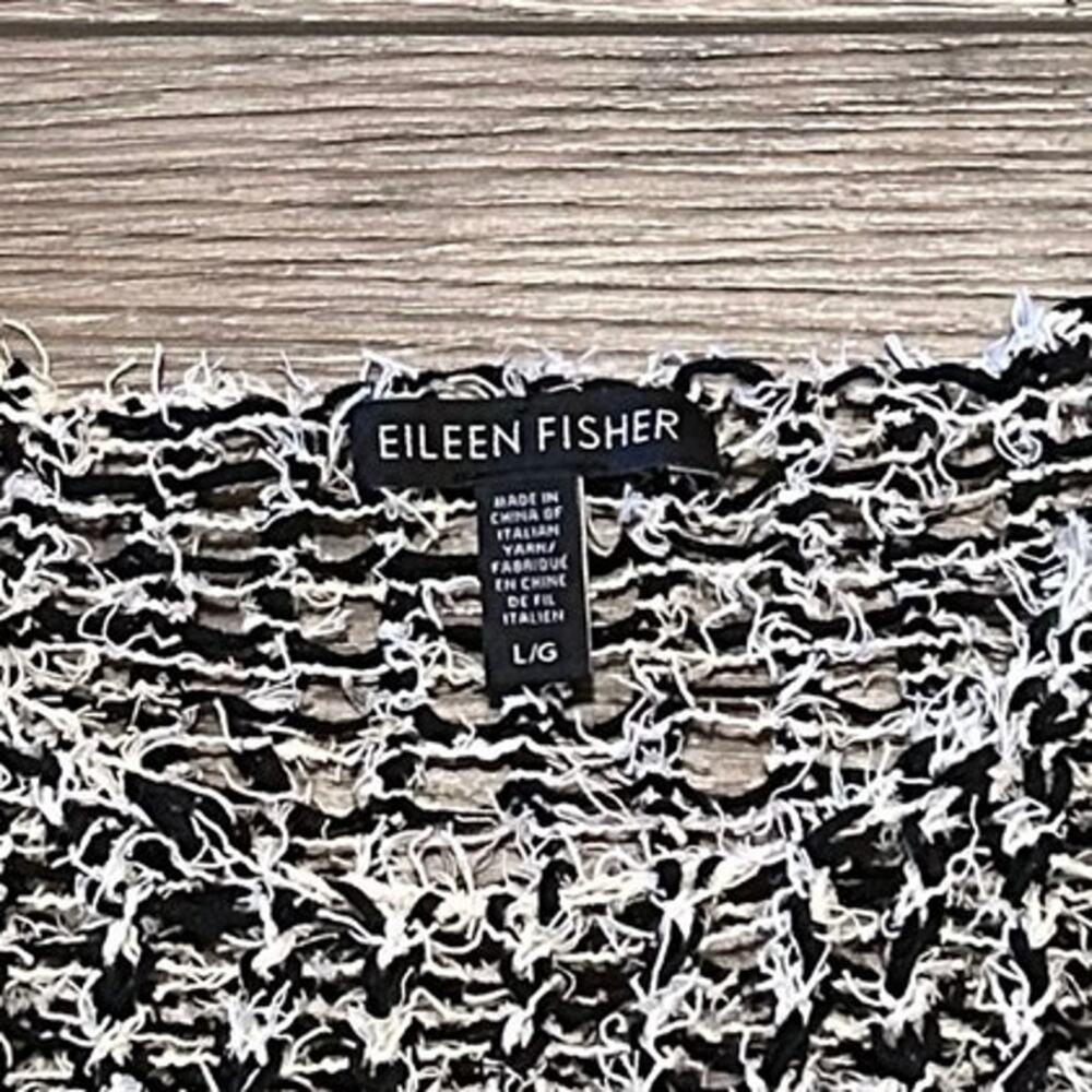 Elieen Fisher Italian Yarn Crop Tufted Twist Open Knit Tank Jewel Neck Sz Large - Picture 6 of 9